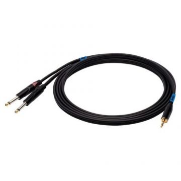 Cablu audio SSQ, Jack 3.5 mm - 2xJack 6.3 mm, Negru