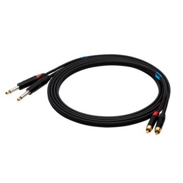 Cablu audio SSQ RCAJM, 2xJack 6.3 mm - 2xRCA, 2 m, Negru