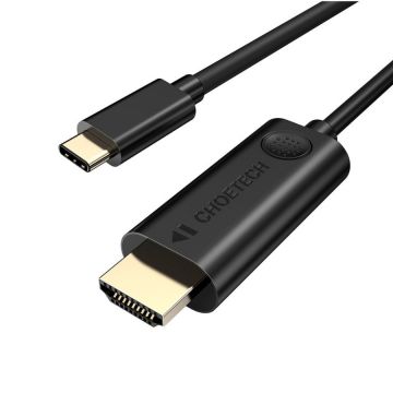Cablu video adaptor Choetech XCH-M18GY USB-C tata la HDMI tata 2.0 4K @60Hz si USB-C 3.1 PD60W pentru incarcare compatibil cu MacBook, 1.8m, Gri