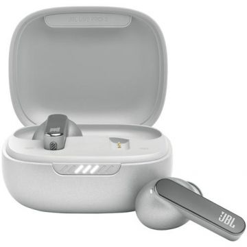 Casti audio in-ear JBL Live Pro 2, True Wireless, Noise Cancelling, 6 Microfoane, Touch Control, IPX5 (Argintiu)