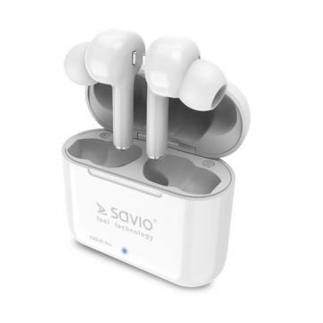 Casti Audio In-Ear, Savio TWS-07 PRO, True Wireless, Bluetooth 5.0 (Alb)