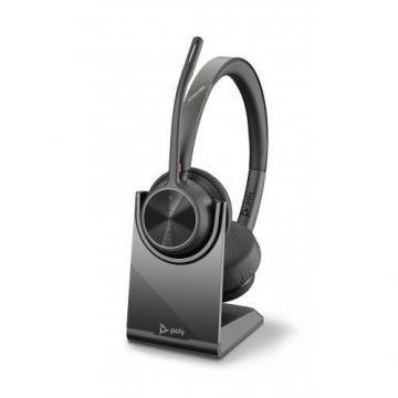 Casti Call Center Poly Voyager 4320 UC, Microfon, Wireless, USB-A + Stand de incarcare (Negru)