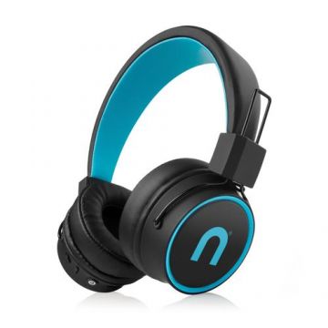 Casti Stereo Wireless Niceboy 3 Joy, Bluetooth 5.3, Microfon, asistent vocal, aplicatie mobila, incarcare rapida, autonomie de pana la 33 ore (Negru/Albastru)