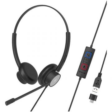 Casti Tellur Voice 320, Binaural, USB, Adaptor Type-C (Negru)