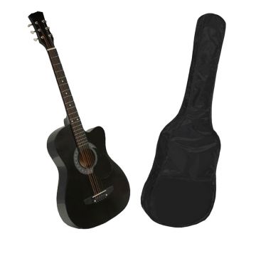Chitara clasica din lemn IdeallStore®, True Melody, 95 cm, neagra, husa nylon inclusa