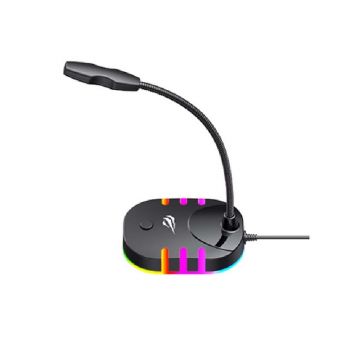 Microfon Havit GK58B, USB, Plug&Play, Omnidirectional, Iluminat RGB, Negru