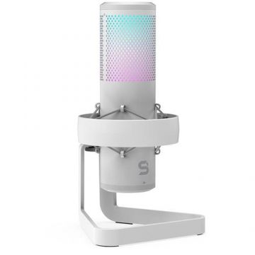 Microfon streaming SPC Gear AXIS Alb, stand, RGB, USB-C