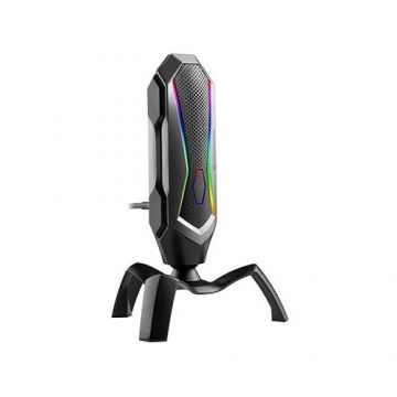 Microfon Tracer Spider, USB-C, iluminare RGB, Reducerea zgomotului, Negru