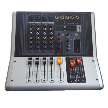 Mixer profesional cu amplificare WNGR, 4 canale, USB, 4 intrari microfon