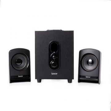 Set boxe 2.1 Spacer SPSK-21BT-LONDON, RMS 20W, control volum, bass, subwoofer 10W (Negru)