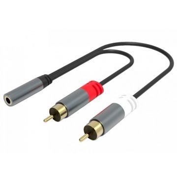 Adaptor audio jack stereo 3.5mm la 2 x RCA M-T 15cm, kjqqr-02