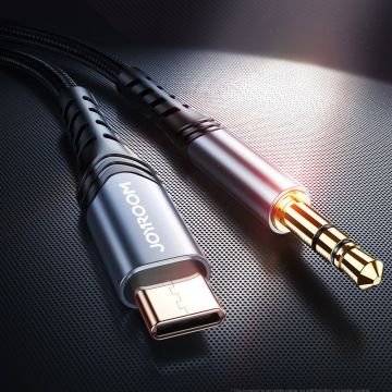 Cablu audio Joyroom SY-A03, tata USB-C la tata jack 3.5 mm, 1m, Negru