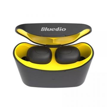 Casti wireless Bluedio T-elf Mini Air Pod TWS, Bluetooth 5.0, Sport (Galben/Negru)