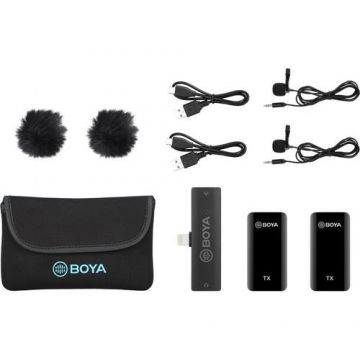 Microfon Boya BY-XM6-S4, Omnidirectional, Wireless, USB-C, Negru