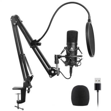 Microfon Profesional de Studio Condenser BM800 Maono AU-A04, Stand inclus pentru Inregistrare Vocala, Streaming, Gaming, Podcast, Negru Microfon Profesional de Studio Condenser BM800 Maono AU-A04, Stand inclus pentru Inregistrare Vocala, Streaming, Gaming, Podcast, Negru