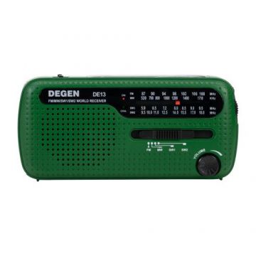 Radio de urgenta PNI Degen DE13, FM-AM-SW, cu alimentare solara, acumulator sau baterii AAA, functii SOS, lanterna, lumina semnalizare