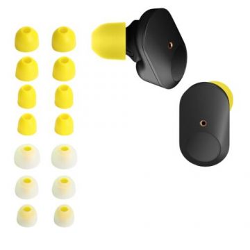 Set 14 Eartip kwmobile pentru Sony WF-1000XM3/WF-1000XM4, Silicon, Galben/Alb, 50710.06