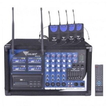 Statie Azusa MIK0125, 4 Microfoane Tip Casca Pa-180 Uhf + Microfon Profesional Wireless WVNGR HIFI (Negru)