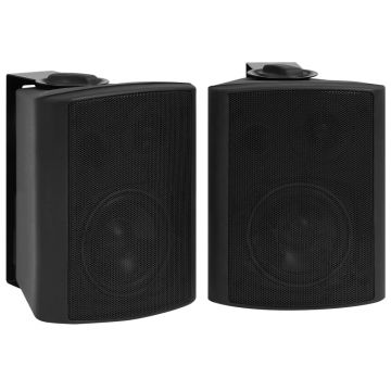 vidaXL Boxe stereo de perete, 2 buc., negru, 80 W, interior/exterior