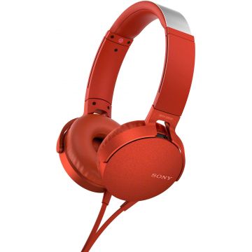 Casti audio On-Ear Sony MDRXB550APR.CE7, Microfon, Rosu