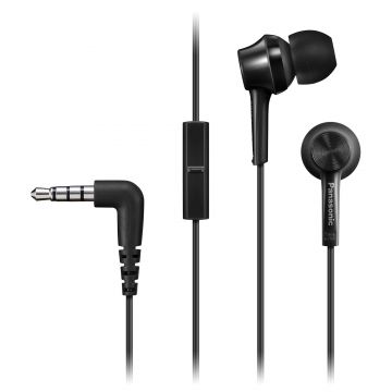 Casti In-Ear Panasonic RP-TCM105E-K, Microfon, Negru