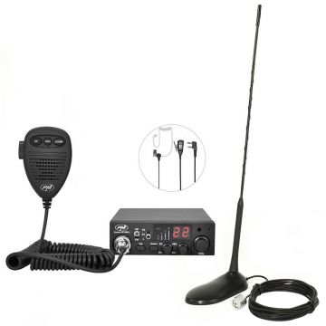 Kit Statie radio CB PNI Escort HP 8001 ASQ + Casti HS81 + Antena CB PNI Extra 45 cu magnet