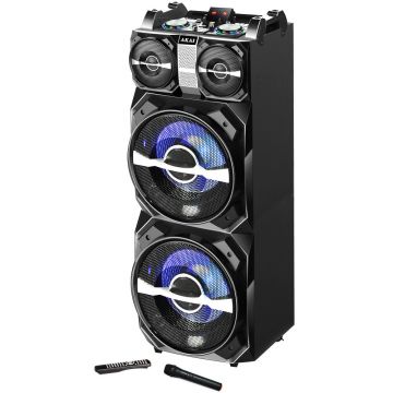 Boxa activa fixa Akai DJ-T5, Bluetooth, Microfon, 300W, Negru