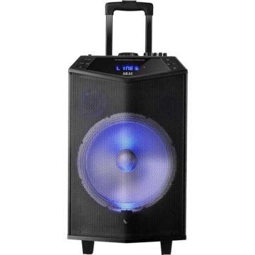 Boxa portabila troler Akai ABTS-DK15, Bluetooth, Lumini disco, Negru