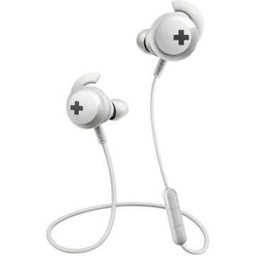 Casti audio In-Ear Philips SHB4305WT/00, Bluetooth, Bass+, Alb
