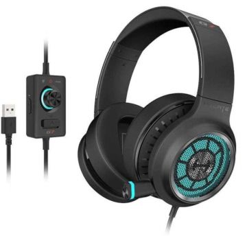 Casti gaming cu microfon Edifier G7, Surround virtual 7.1, Iluminare RGB, ENC, Negru