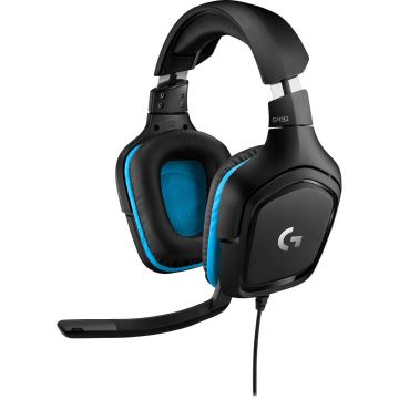 Casti gaming cu microfon Logitech G432, 7.1 Surround, Negru/Albastru