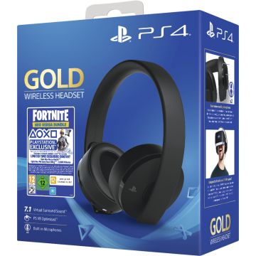 Casti gaming Sony Gold Wireless Stereo pentru PS4, Fortnite Neo Versa Bundle, Negru