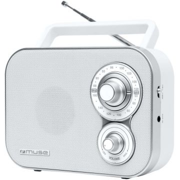 Radio portabil Muse M-051 RW, FM/MW, Boxa frontala, AUX-in, Alb