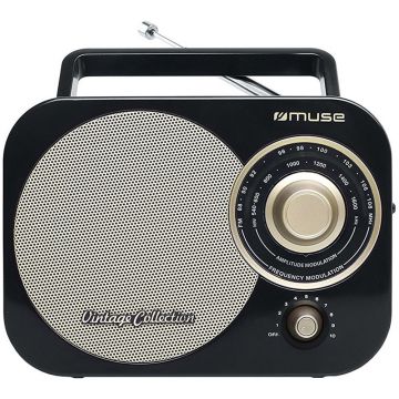 Radio portabil Muse M-055 RB Vintage Collection, FM/MW, Boxa frontala, AUX-in, Negru