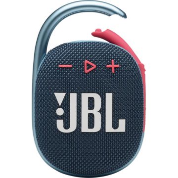 Boxa portabila JBL Clip 4, Bluetooth, Waterproof IP67, Autonomie 10 ore, Albastru-Roz