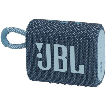 Boxa portabila JBL GO 3 Waterproof, Bluetooth, IPX67, Autonomie pana la 5 ore, Albastru