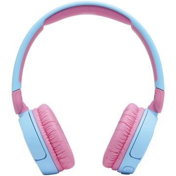 Casti audio On-Ear pentru copii JBL JR310BT, Bluetooth, 32 Ohmi, Autonomie 30 ore, Pliabil, Microfon, Albastru