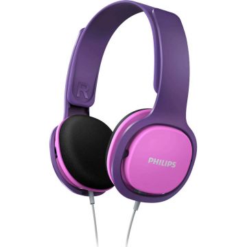 Casti audio On-Ear pentru copii Philips SHK2000PK/00, Noise cancelling, 32 Ohmi, Roz/Mov