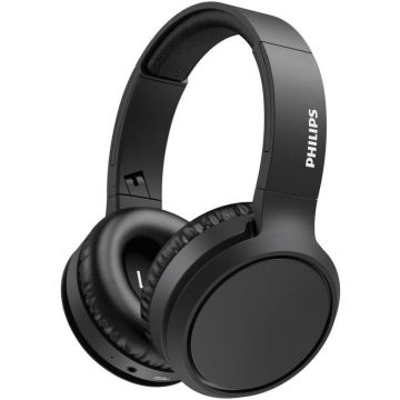 Casti audio Over-Ear Philips TAH5205BK/00, Wireless, Bluetooth, Bass Boost, Autonomie 29 h, Negru