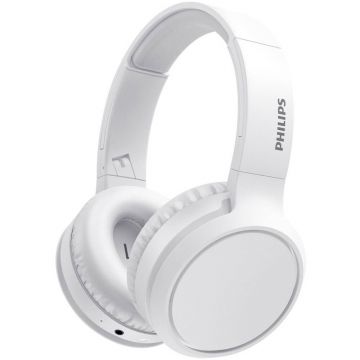Casti audio Over-Ear Philips TAH5205WT/00, Wireless, Bluetooth, Bass Boost, Autonomie 29 h, Alb