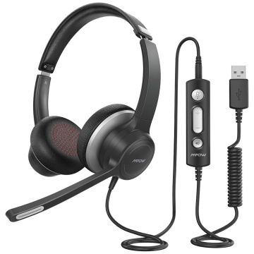 Casti Call Center Mpow HC6, USB, Jack 3.5 mm, Negru