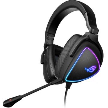 Casti gaming cu microfon Asus ROG Delta S, RGB, Hi-Res ESS Quad-DAC 9281, multiplatforma, USB-C/USB 2.0, pliabile, Negru