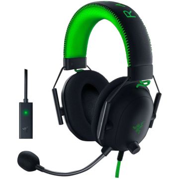 Casti gaming cu microfon Razer BlackShark V2 SE + USB MIC ENHANCER, Multiplatforma, Negru/Verde Casti gaming cu microfon Razer BlackShark V2 SE + USB MIC ENHANCER, Multiplatforma, Negru/Verde