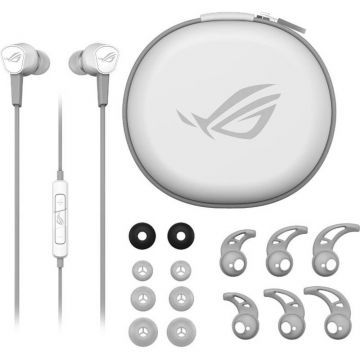 Casti gaming in-ear ASUS ROG Cetra II Core , Difuzoare 9.4 mm, Microfon, Control volum pe fir, Tehnologie Wired, 1.25 m, Alb