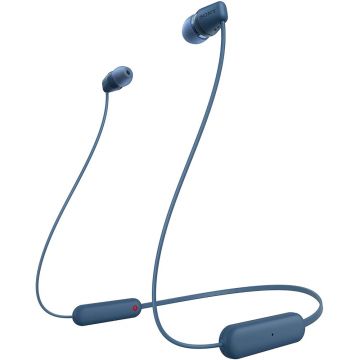 Casti In-Ear Sony WI-C100L, Wireless, Bluetooth, IPX4, Microfon, Fast pair, Autonomie 25 ore, Albastru