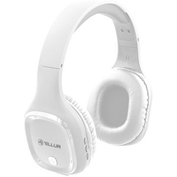 Casti Over-Ear Tellur Pulse, Bluetooth, Microfon, Alb