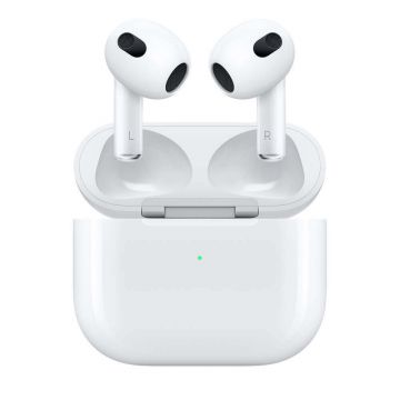 Casti True Wireless Apple AirPods Gen 3 (2022), Carcasa incarcare Lightning, Bluetooth, Alb