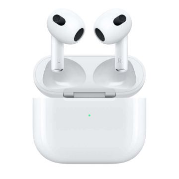 Casti True Wireless Apple AirPods Gen 3 (2022), Carcasa incarcare Lightning, Bluetooth, Alb