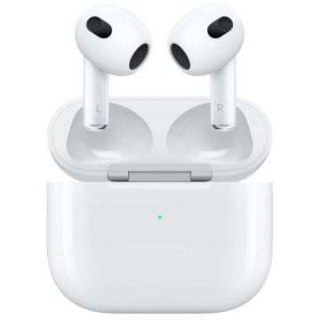 Casti True Wireless Apple AirPods Gen. 3, Incarcare Wireless, Bluetooth, Alb