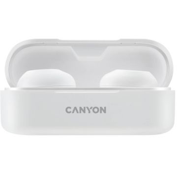 Casti True Wireless Canyon TWS-1, Bluetooth, Waterproof IPX4, Alb